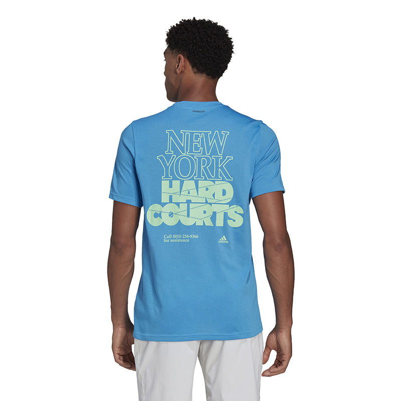 Adidas Hard Courts Graphic Tee (M) (Blue)