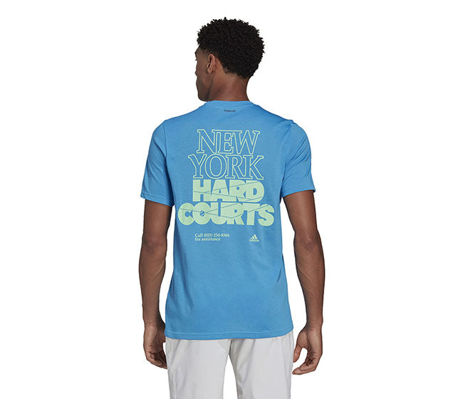 Adidas Hard Courts Graphic Tee (M) (Blue)
