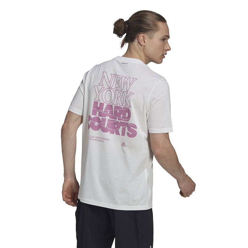 Adidas Hard Courts Graphic Tee (M) (White)
