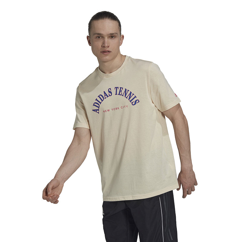 Adidas Tennis Academy Graphic Tee (M) (Ecru Tint)