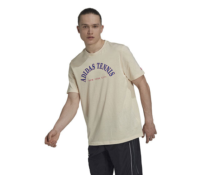 Adidas Tennis Academy Graphic Tee (M) (Ecru Tint)