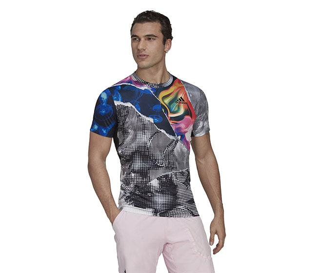 Adidas Us Series Printed Freelift Tee (M) (Multi)