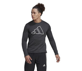 Adidas Train Icons 3 Bar Long Sleeve Crew (M) (Black)