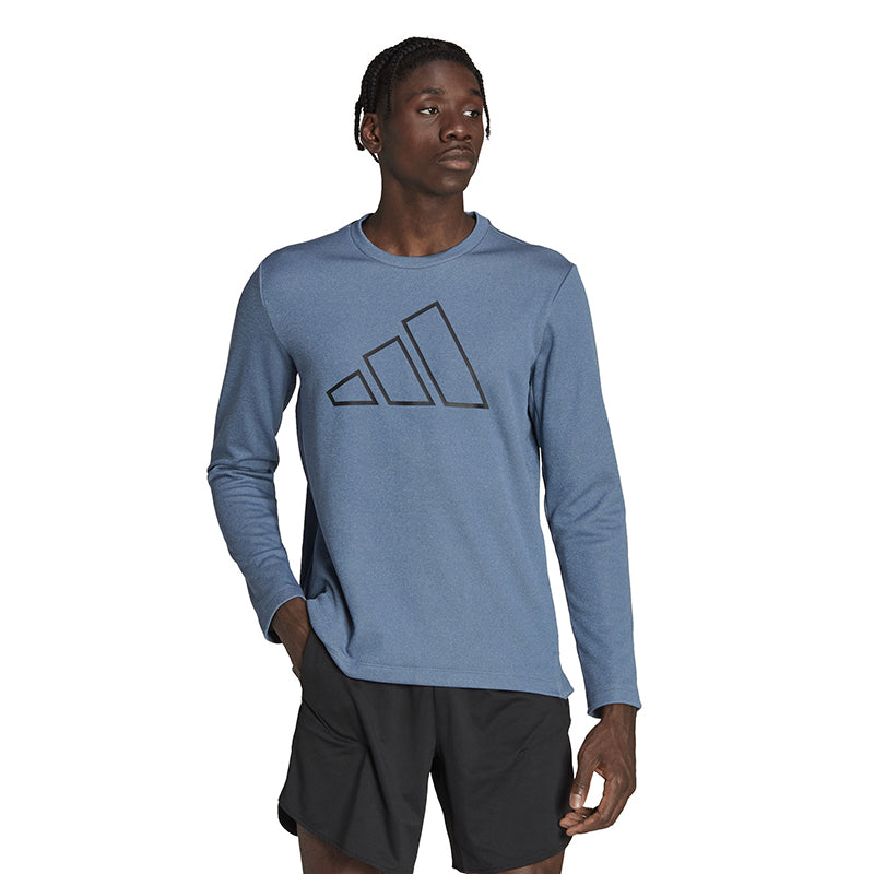 Adidas Train Icons 3 Bar Long Sleeve Crew (M) (Wonder Steel)