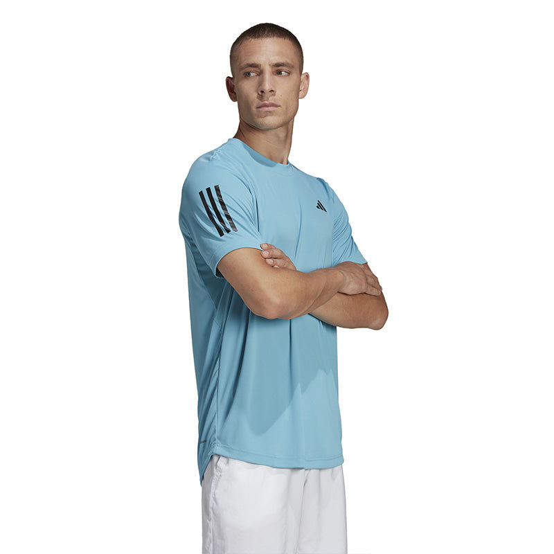 Adidas Club 3 Stripe Tee (M) (Preloved Blue)