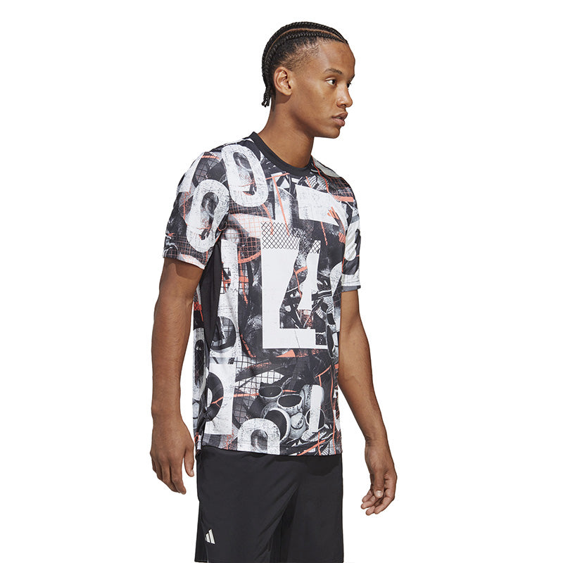 Adidas Club Graphic Tee (M) (White/Black)