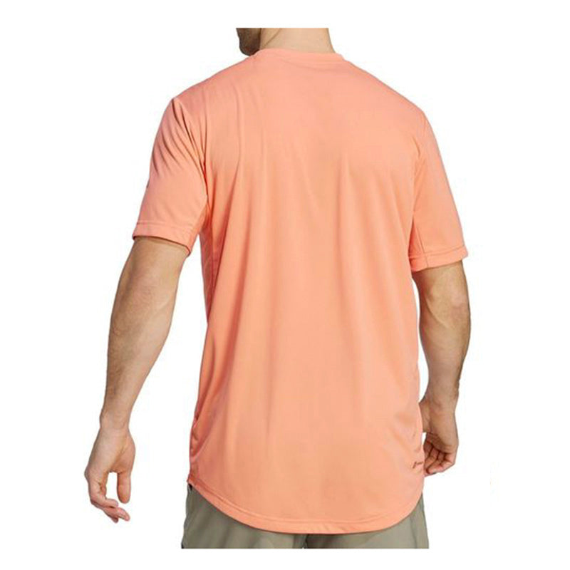 Adidas Club 3 Stripe Tee (M) (Coral Fusion)