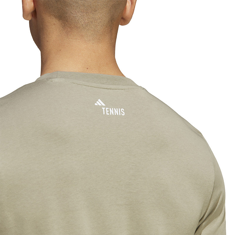 Adidas Tennis Category Graphic Tee (M) (Silver Pebble)