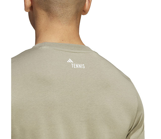 Adidas Tennis Category Graphic Tee (M) (Silver Pebble)