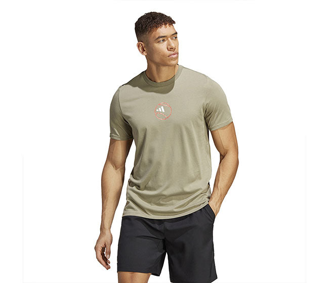 Adidas Tennis Category Graphic Tee (M) (Silver Pebble)