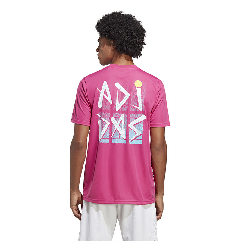 Adidas Court Graphic Tee (M) (Lucid Fuchsia)
