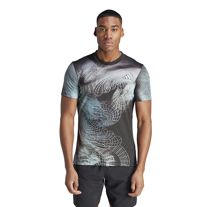 Adidas Printed Freelift Pro Tee (M) (Black)