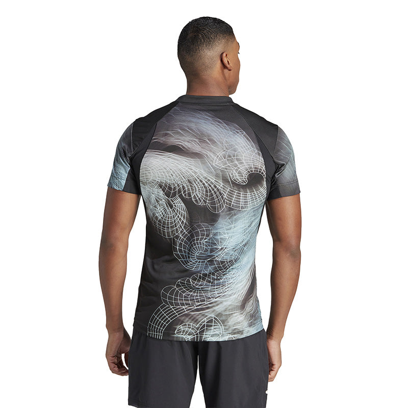 Adidas Printed Freelift Pro Tee (M) (Black)