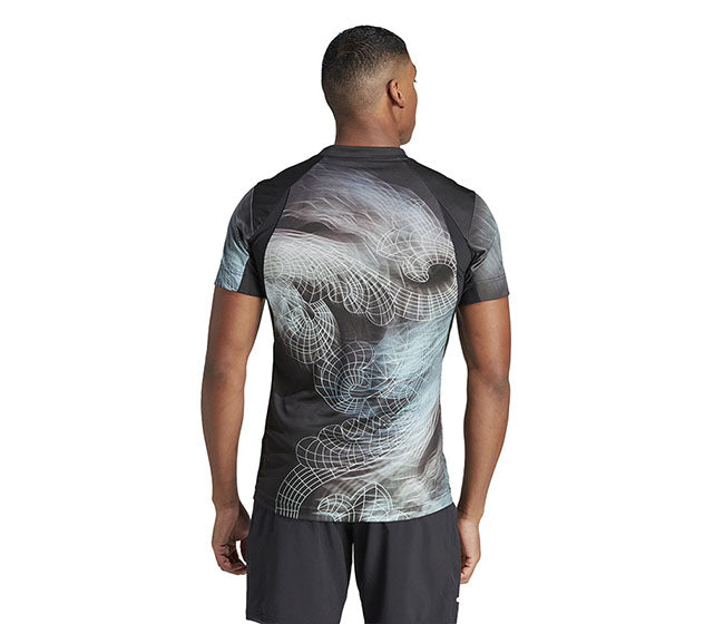 Adidas Printed Freelift Pro Tee (M) (Black)