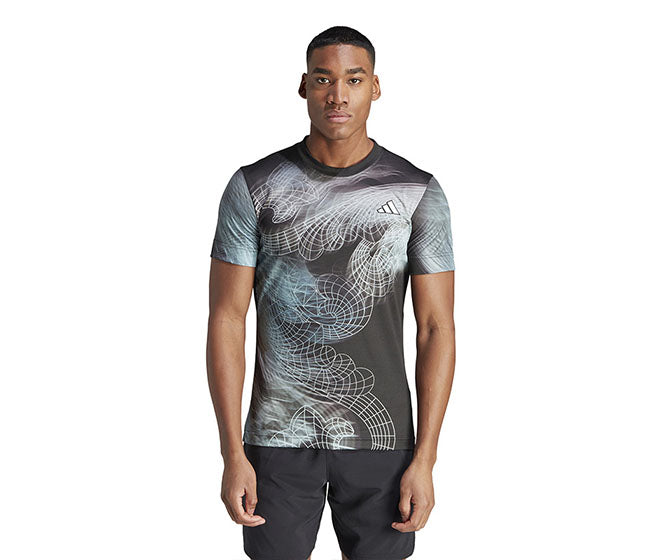 Adidas Printed Freelift Pro Tee (M) (Black)