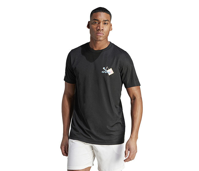 Adidas Court Sport Graphic Tee (M) (Black)