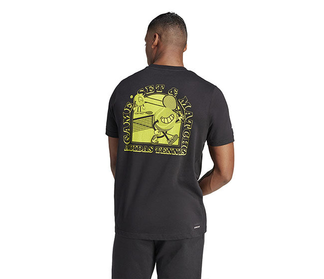 Adidas Tennis Play Graphic Tee (M) (Black)