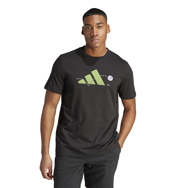 Adidas Tennis Play Graphic Tee (M) (Black)