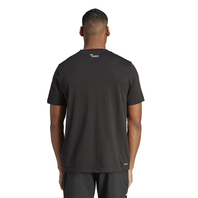 Adidas Tennis Play Graphic Tee (M) (Black)