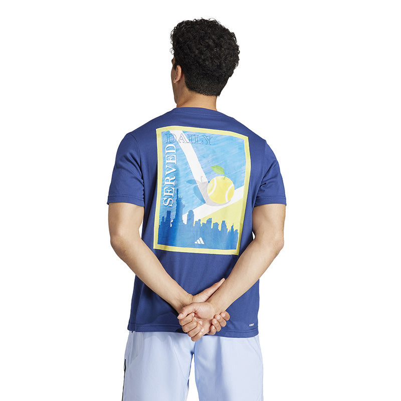 Adidas Tennis Clubhouse Graphic Tee (M) (Indigo)