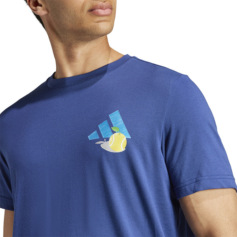Adidas Tennis Clubhouse Graphic Tee (M) (Indigo)