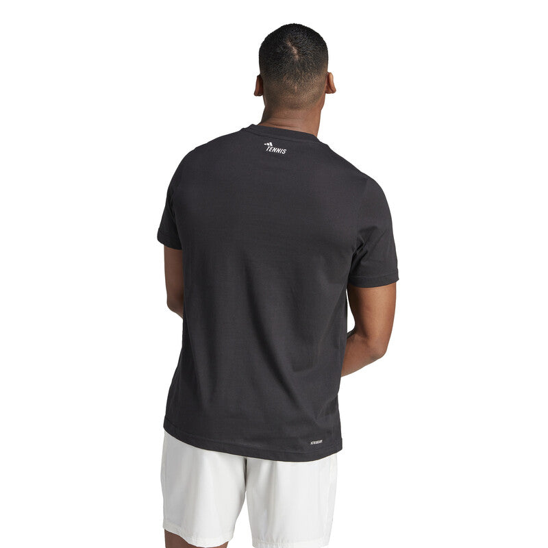 Adidas Tennis Block Graphic Tee (M) (Black)