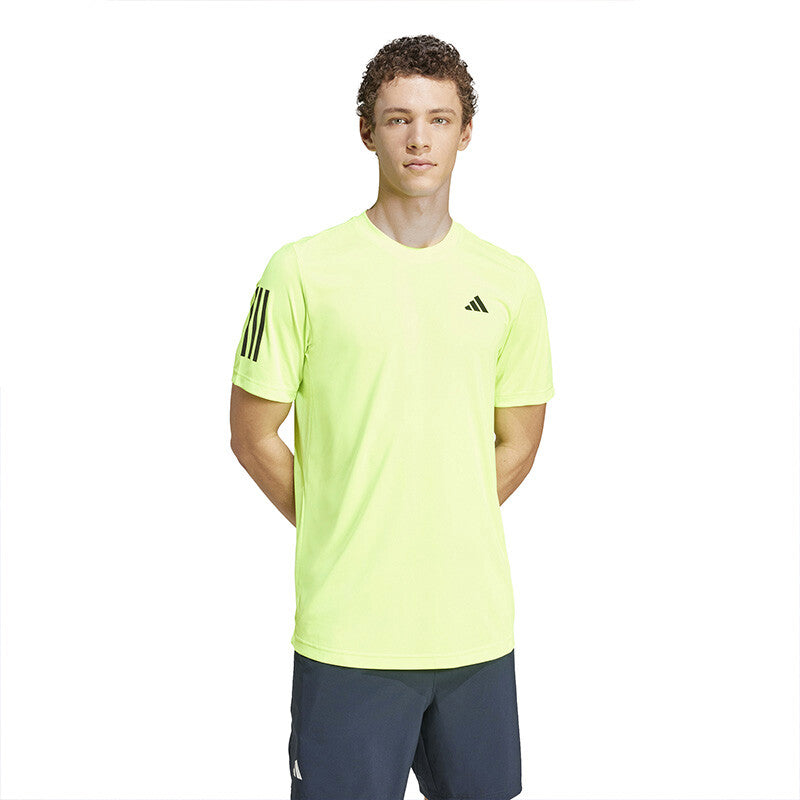 Adidas Club 3 Stripe Tee (M) (Lucid Lemon)