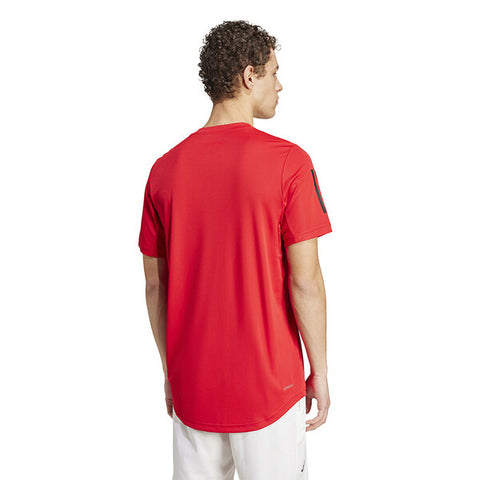 Adidas Club 3 Stripe Tee (M) (Better Scarlet)