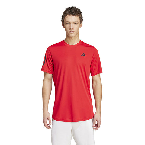 Adidas Club 3 Stripe Tee (M) (Better Scarlet)