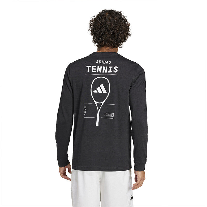 Adidas Tennis Category Graphic Long Sleeve Tee (M) (Black)