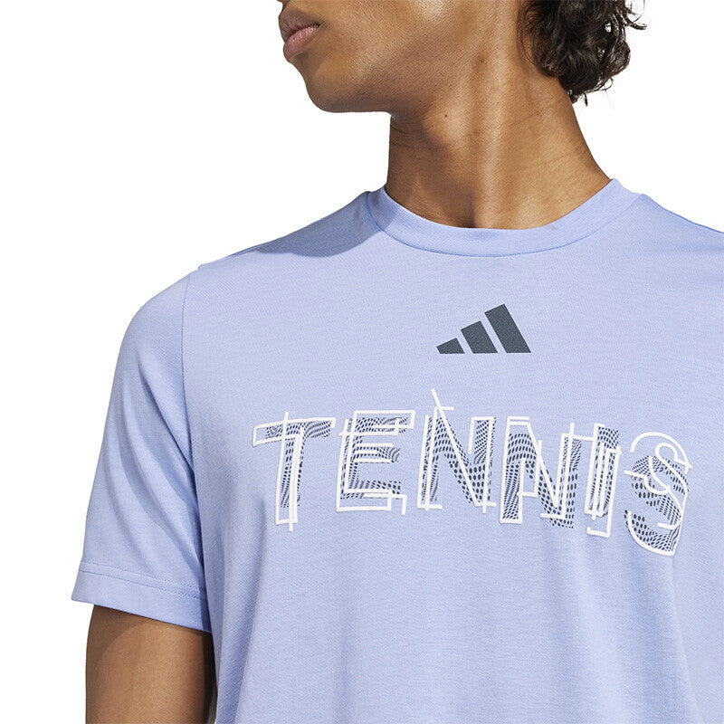 Adidas Tennis Hivis Graphic Tee (M) (Blue Spark)