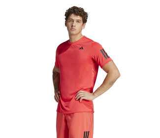 Adidas Club 3 Stripes Tee (M) (Red)