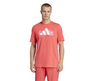 Adidas Tennis Logo Graphic Tee (M) (Red)