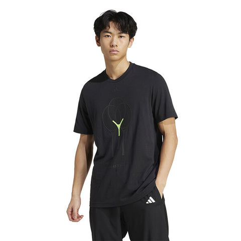 Adidas Tennis Racket Graphic Tee (M) (Black)