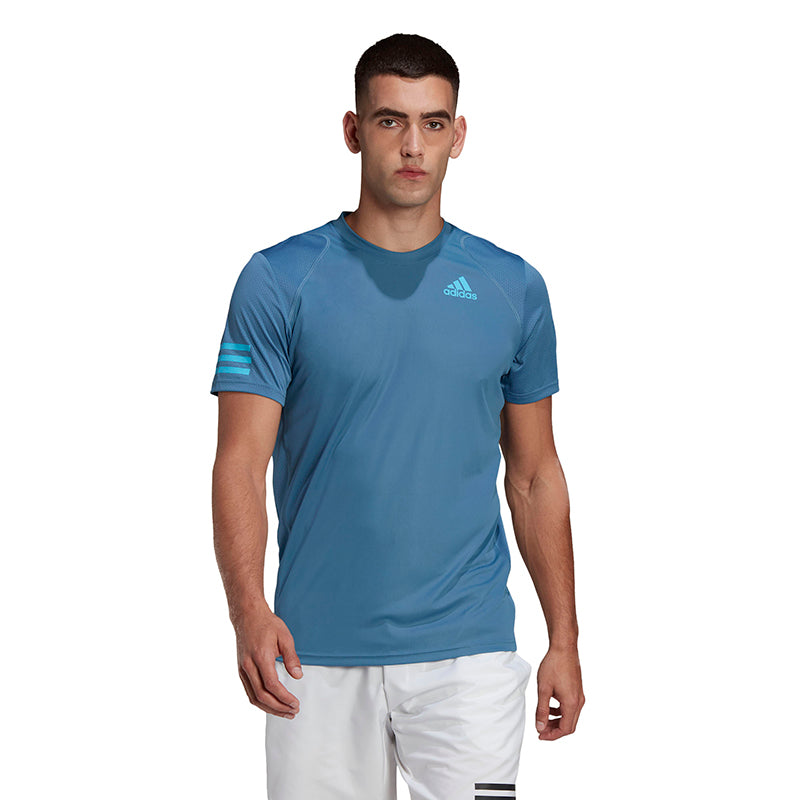 Adidas Club 3 Stripe Tee (M) (Blue)