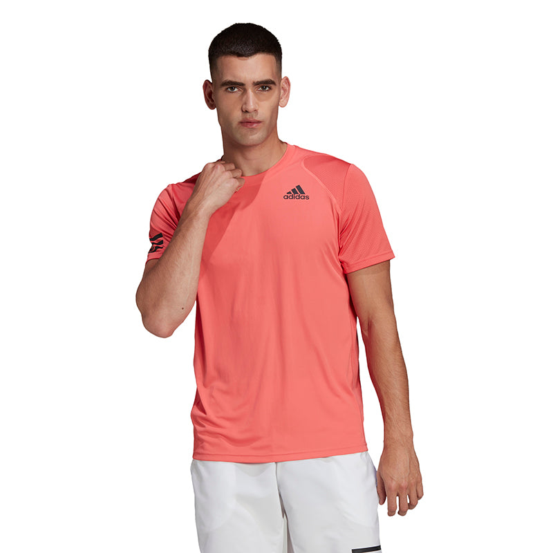 Adidas Club 3 Stripe Tee (M) (Bright Red)