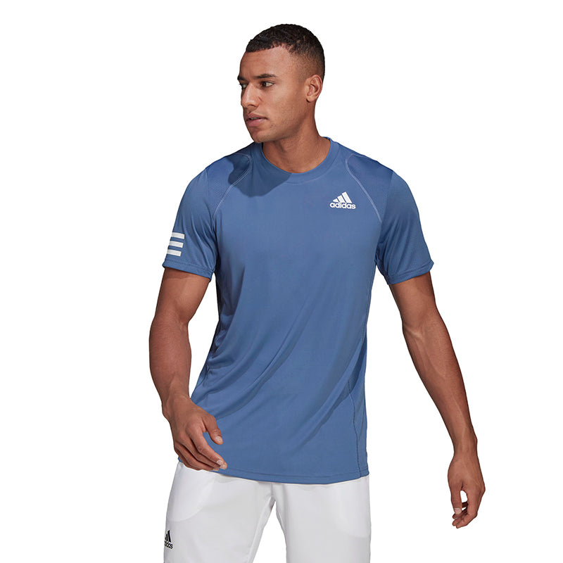 Adidas Club 3 Stripe Tee (M) (Blue)