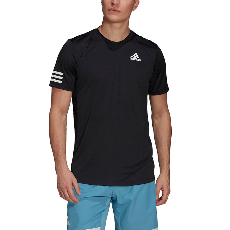 Adidas Club 3 Stripe Tee (M) (Black)