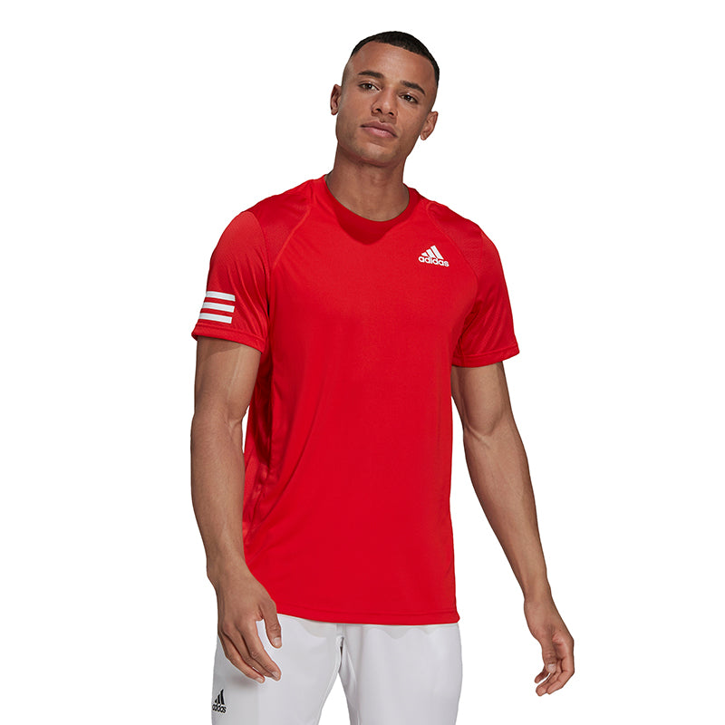 Adidas Club 3 Stripe Tee (M) (Red)