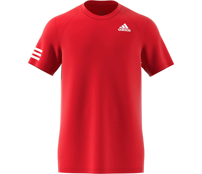 Adidas Club 3 Stripe Tee (M) (Red)