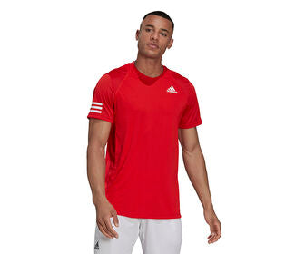 Adidas Club 3 Stripe Tee (M) (Red)