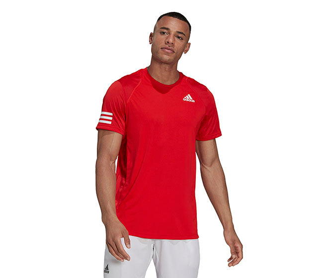 Adidas Club 3 Stripe Tee (M) (Red)