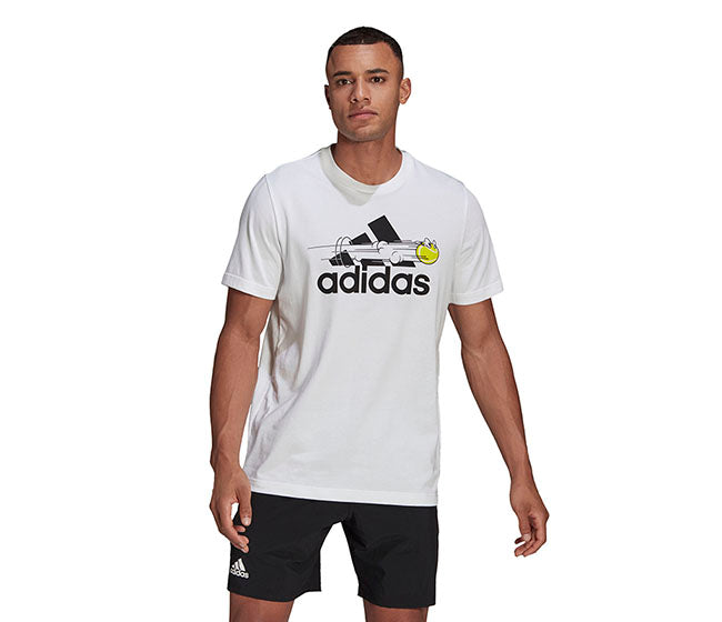 Adidas Tennis Graphic Logo Tee (M) (White)