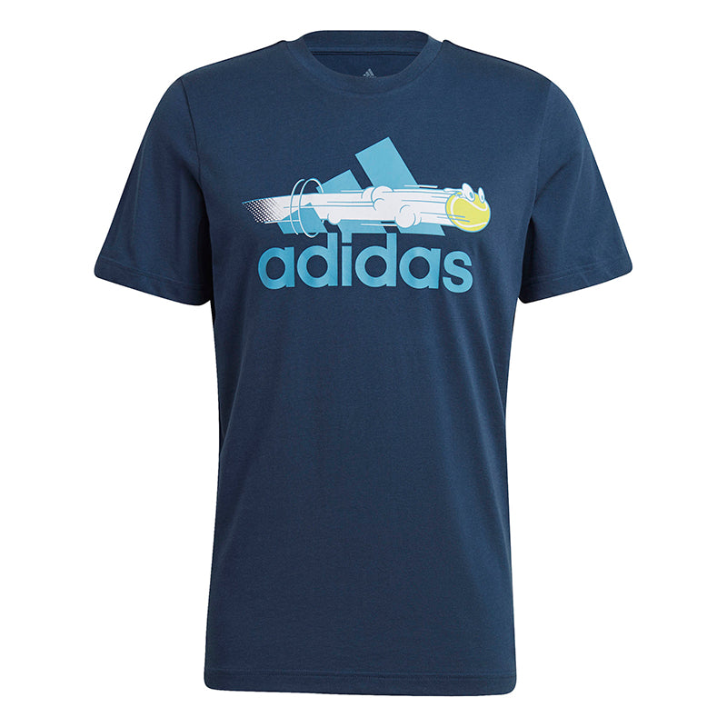 Adidas Tennis Graphic Logo Tee (M) (Navy)