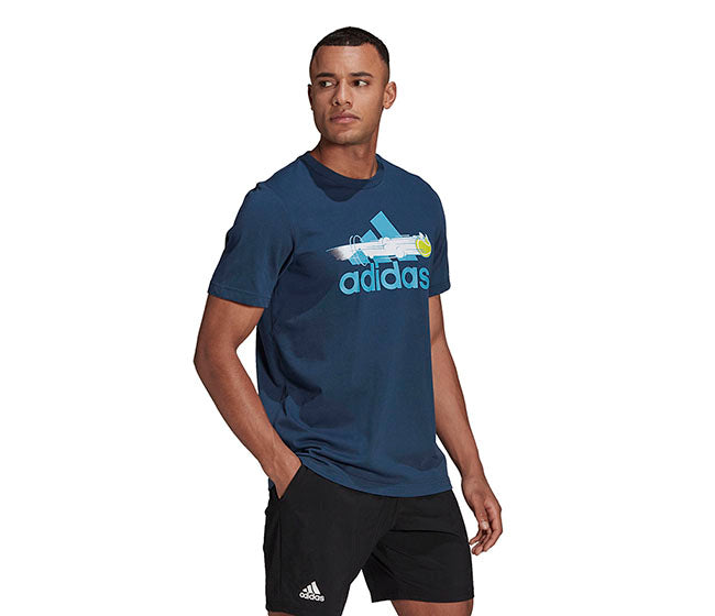 Adidas Tennis Graphic Logo Tee (M) (Navy)
