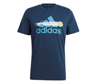 Adidas Tennis Graphic Logo Tee (M) (Navy)