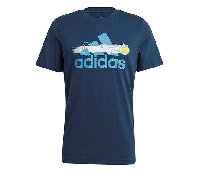 Adidas Tennis Graphic Logo Tee (M) (Navy)