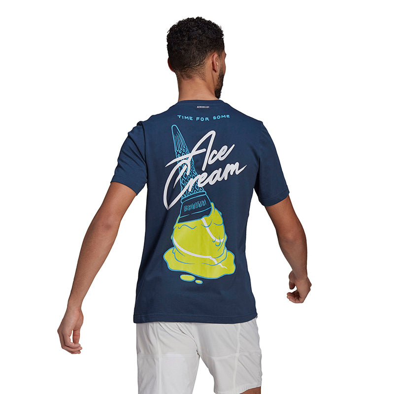Adidas Tennis Graphic Logo Ao Tee (M) (Navy)