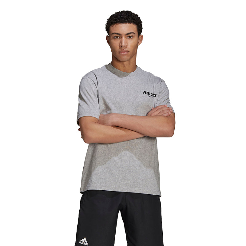 Adidas Tennis Graphic Bball Logo Tee (M) (Grey)