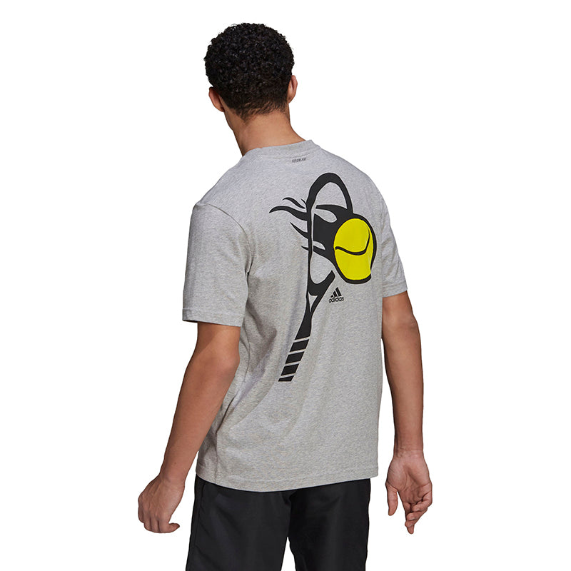 Adidas Tennis Graphic Bball Logo Tee (M) (Grey)